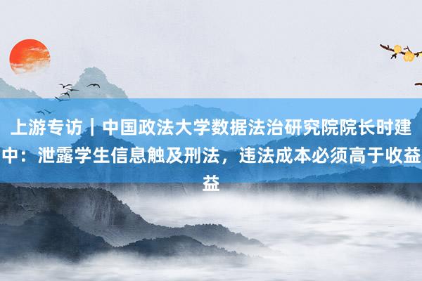 上游专访｜中国政法大学数据法治研究院院长时建中：泄露学生信息触及刑法，违法成本必须高于收益
