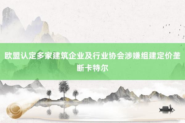 欧盟认定多家建筑企业及行业协会涉嫌组建定价垄断卡特尔